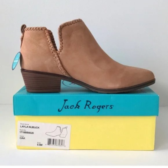Jack Rogers Suede Ankle Boots Tan Oak Waterproof Layla Booties size 8.5 NEW - Picture 2 of 12